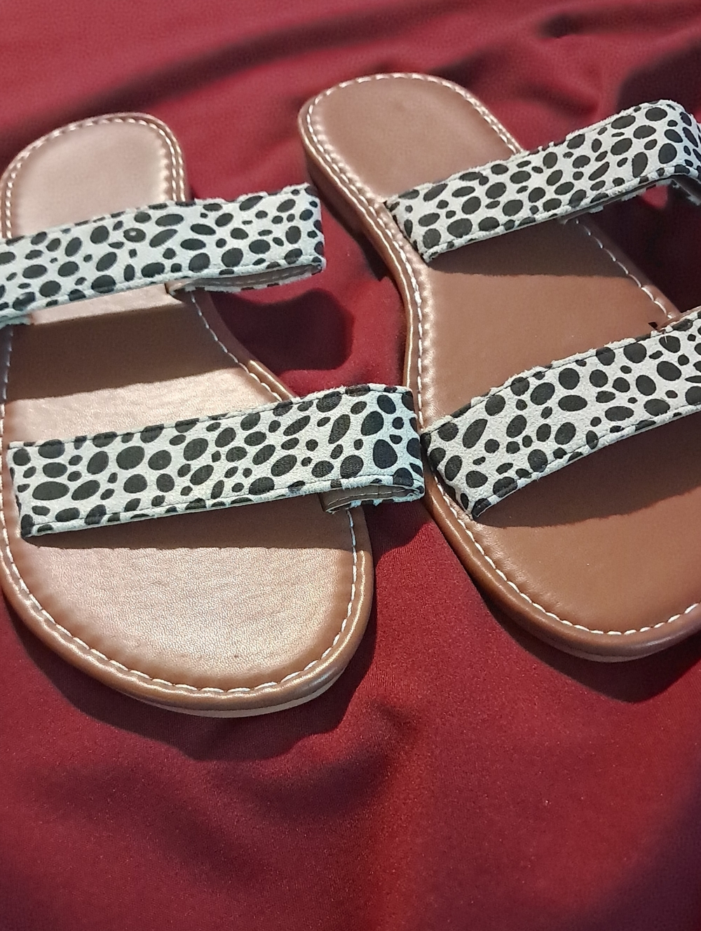 Women’s Black & White Dalmatian Print Slide Sandals